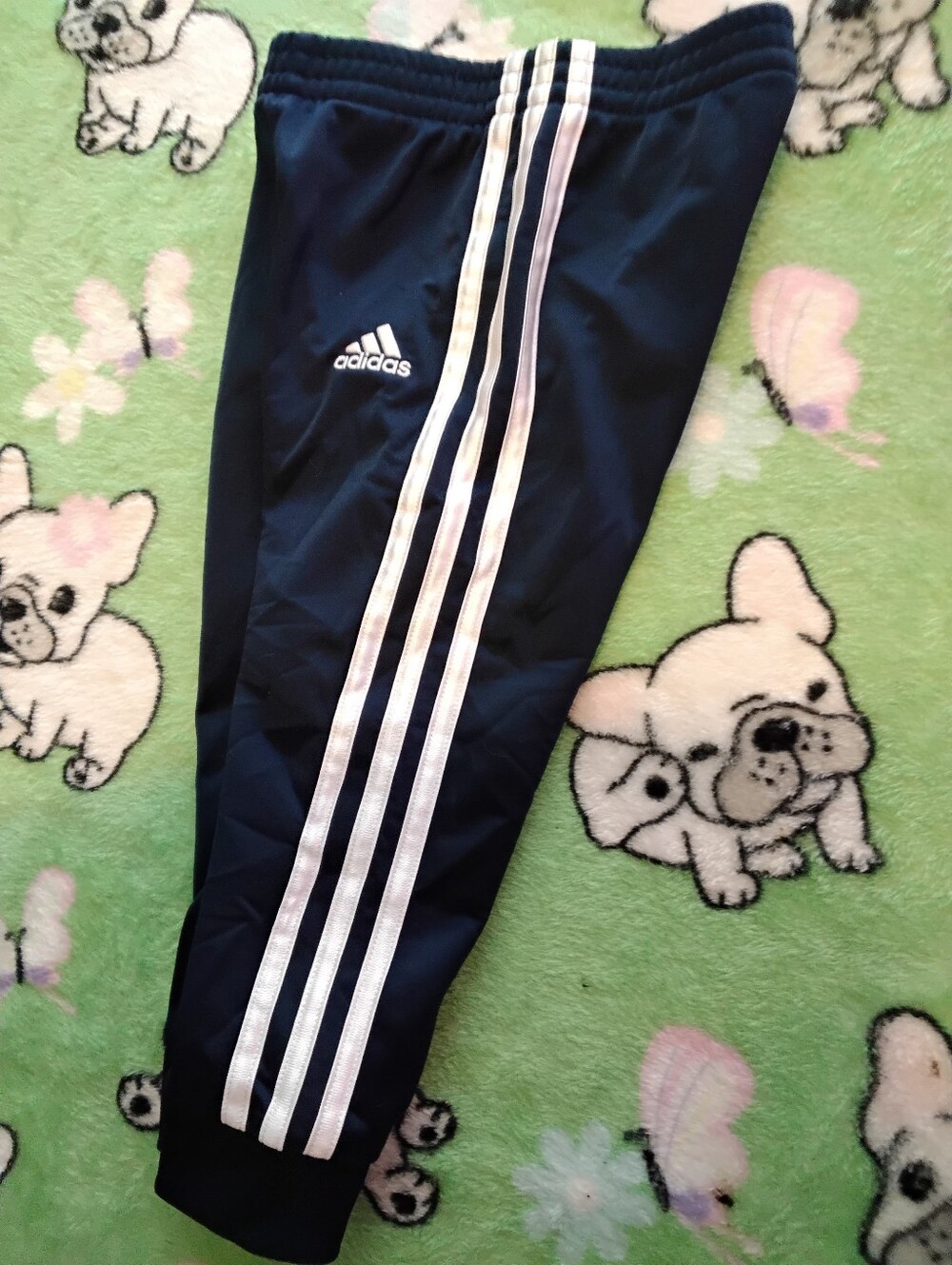 Adidas boys girls Unisex size 2 2T classic navy blue track pants